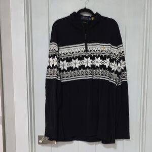 Polo Ralph Lauren Black and White Zip-Up Sweater